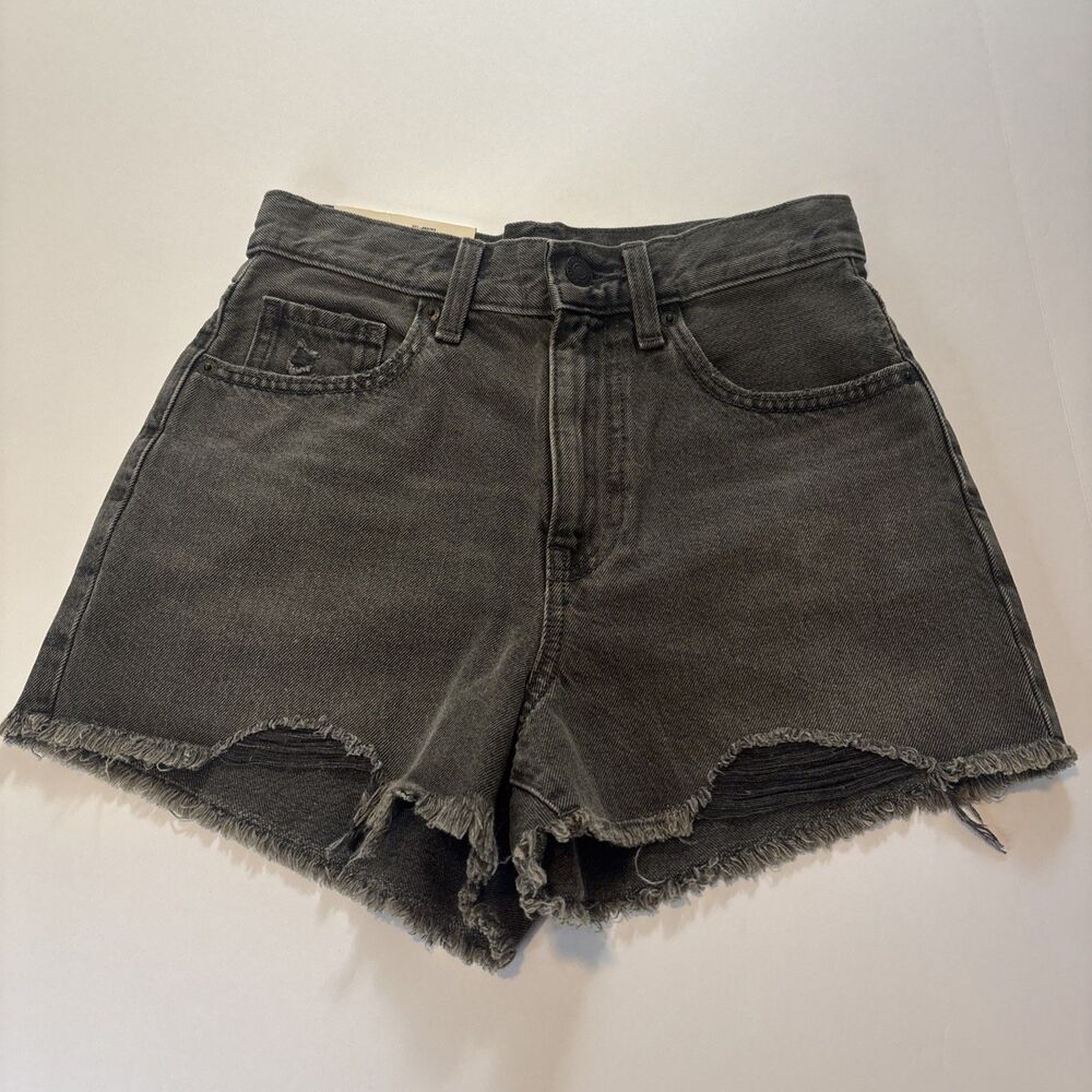 Uniqlo Jeans Shorts Womens 23 Grey High Rise Denim 100% Cotton Casual Classic